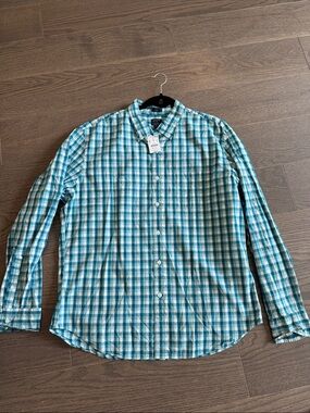 J. Crew Teal & White Plaid Button-Down Shirt